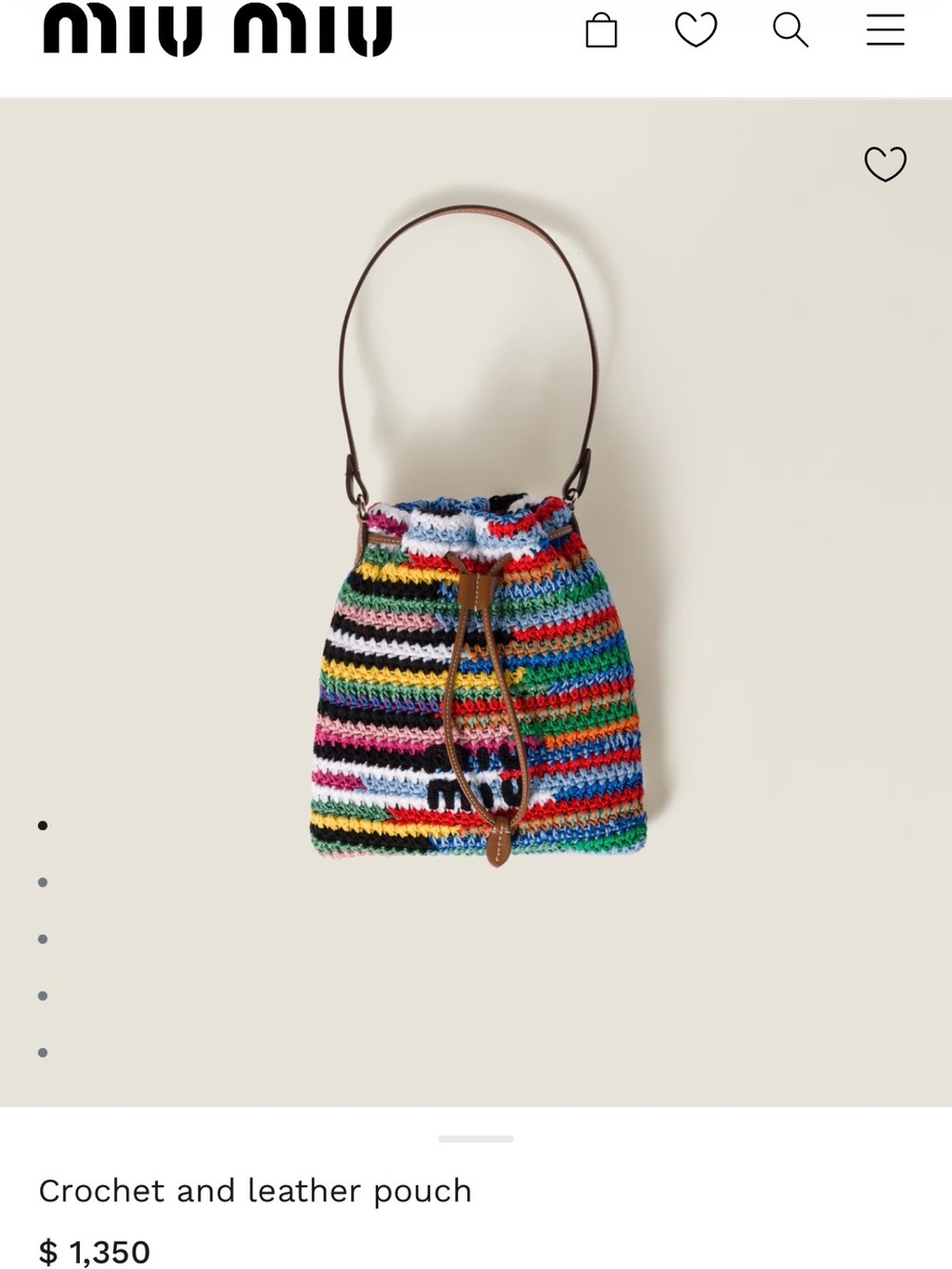 Miu Miu Multicolor Crochet Pouch